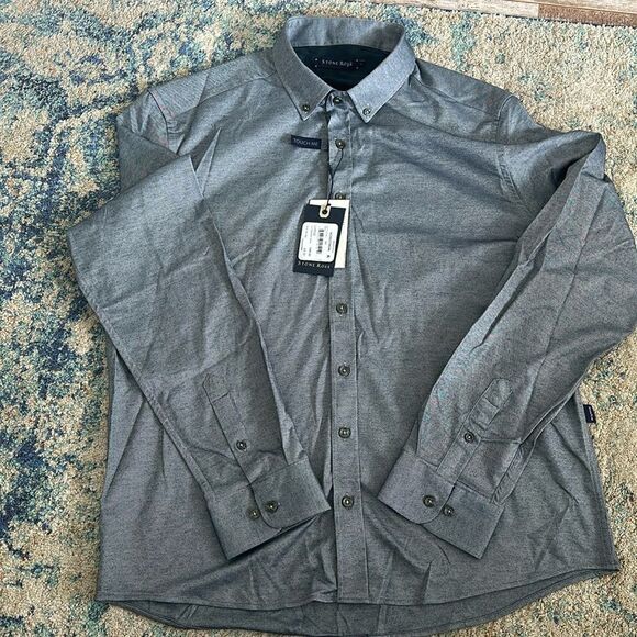 NWT Nordstrom Stone Rose Dry Touch Brushed Cotton Flannel Soft Button Down - Picture 1 of 9